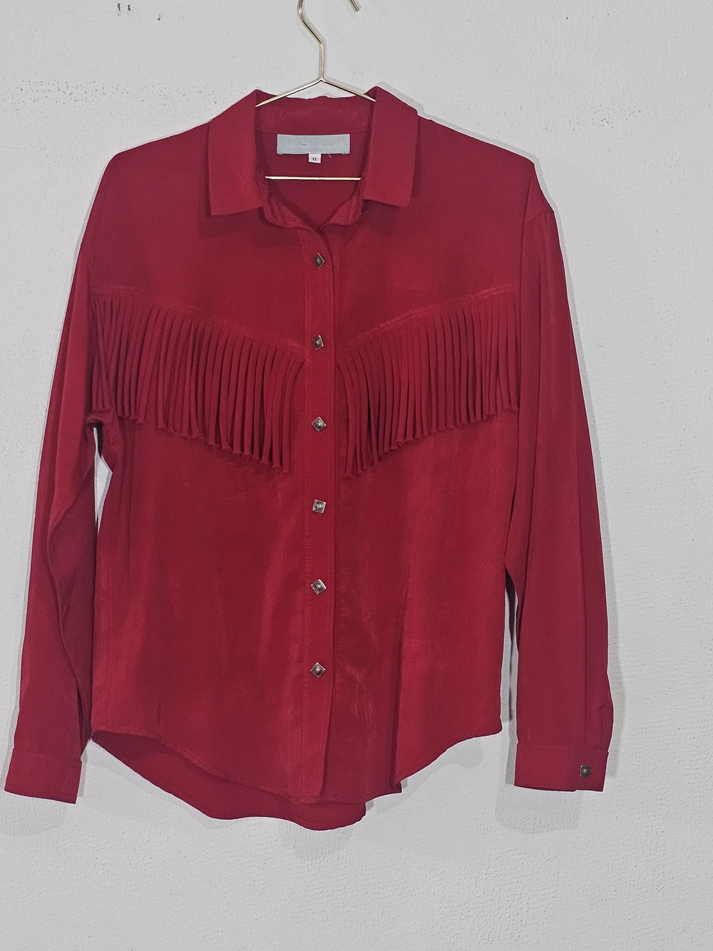 Alexander Campbell Scarlet Fringe-Front Button-Down Shirt Womens Sz 8  Western